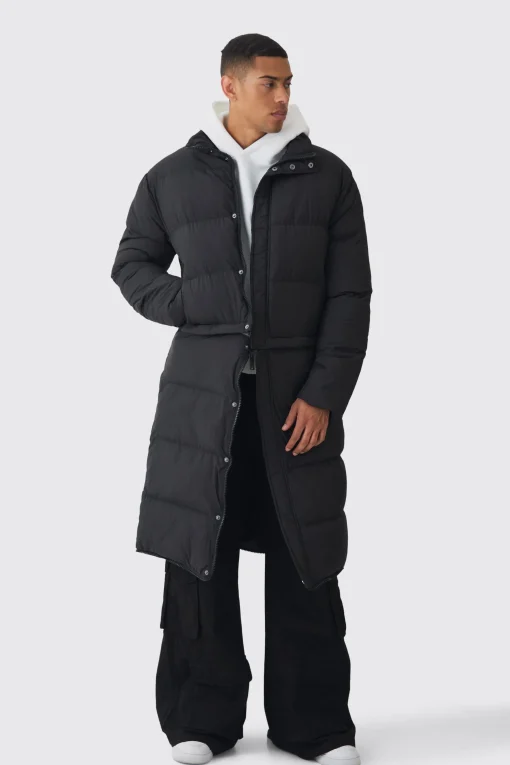 boohooMAN 3 In 1 Longline Puffer With Detachable Bag In | UK| Coats & Jackets