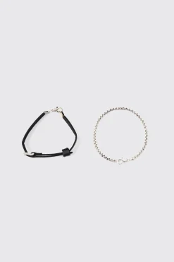 boohooMAN 2 Pack Belt Detailing Bracelets | UK| Jewellery & Watches