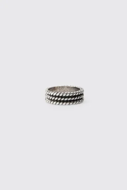 boohooMAN 3 Pack Embossed Rings In | UK| Jewellery & Watches