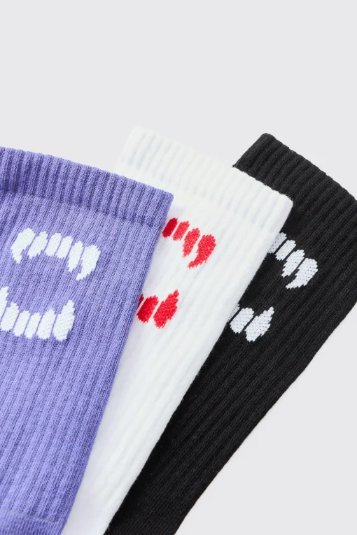 boohooMAN 3 Pack Fang Ribbed Socks | UK| Underwear & Socks|Underwear & Socks