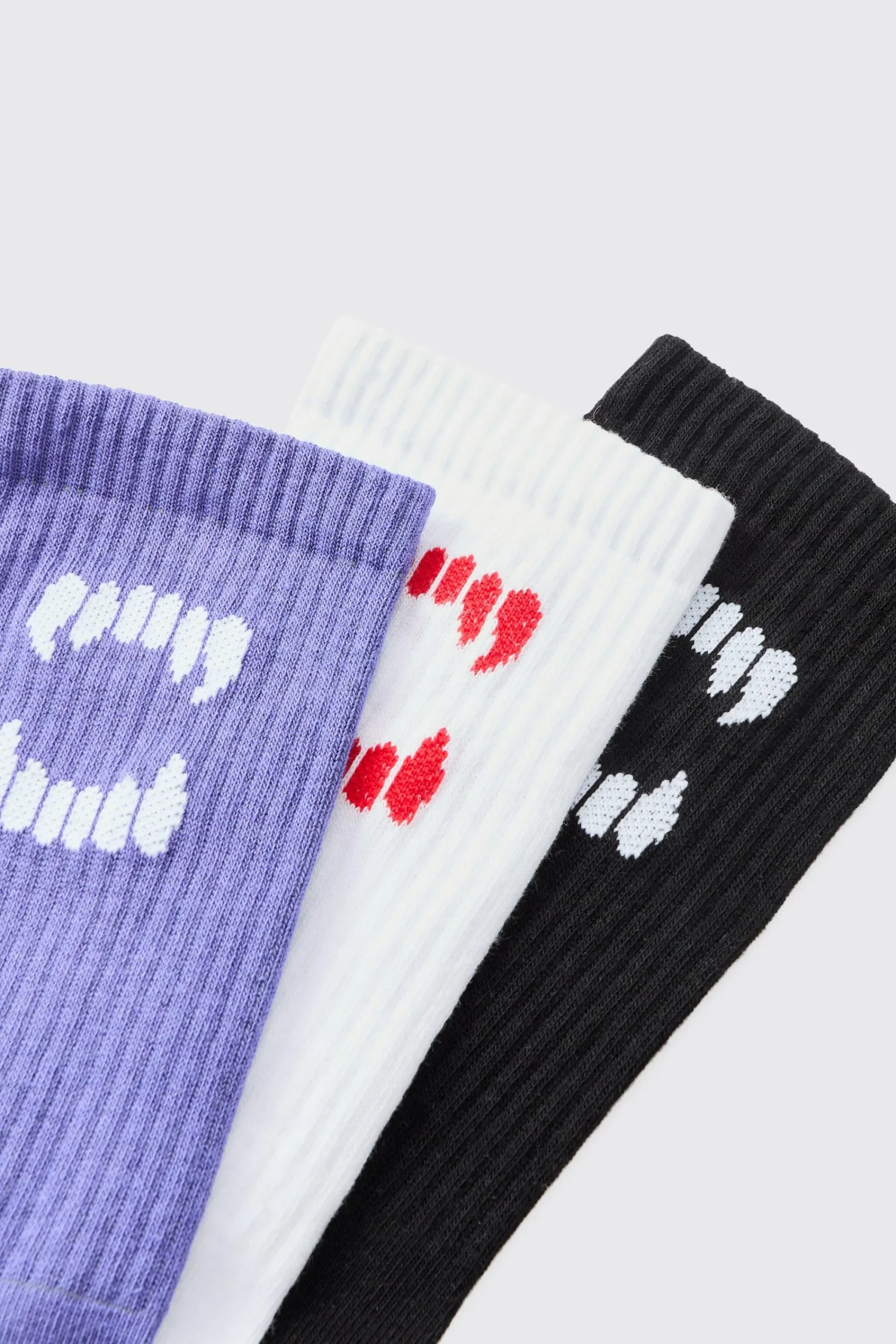 boohooMAN 3 Pack Fang Ribbed Socks | UK| Underwear & Socks|Underwear & Socks
