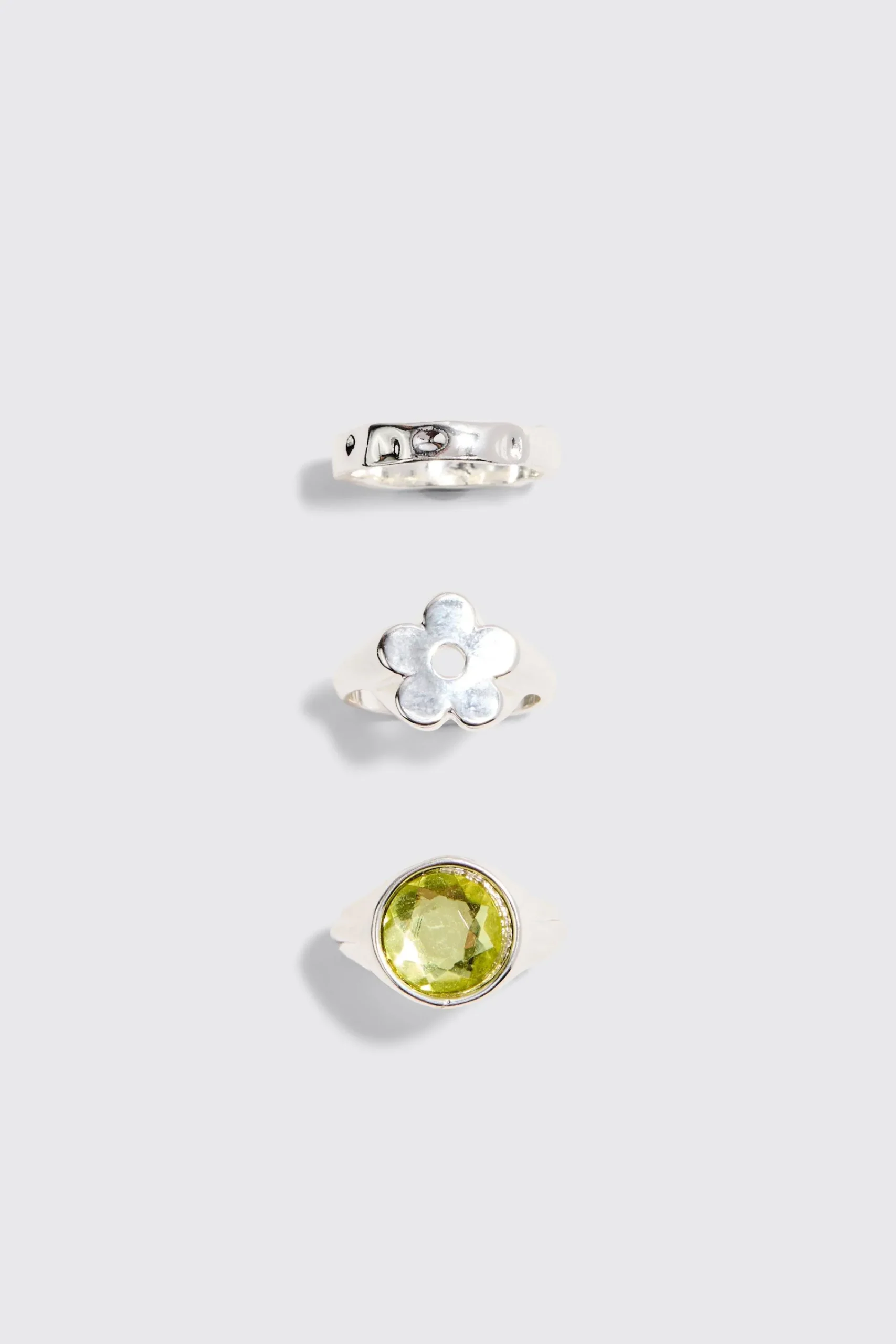 boohooMAN 3 Pack Gem And Graphic Rings In | UK| Jewellery & Watches
