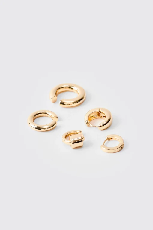 boohooMAN 5 Pack Hoop Earrings In | UK| Jewellery & Watches