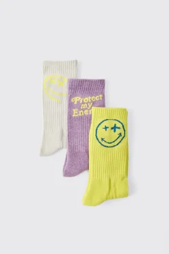 boohooMAN 3 Pack Graphic Socks | UK| Underwear & Socks|Underwear & Socks