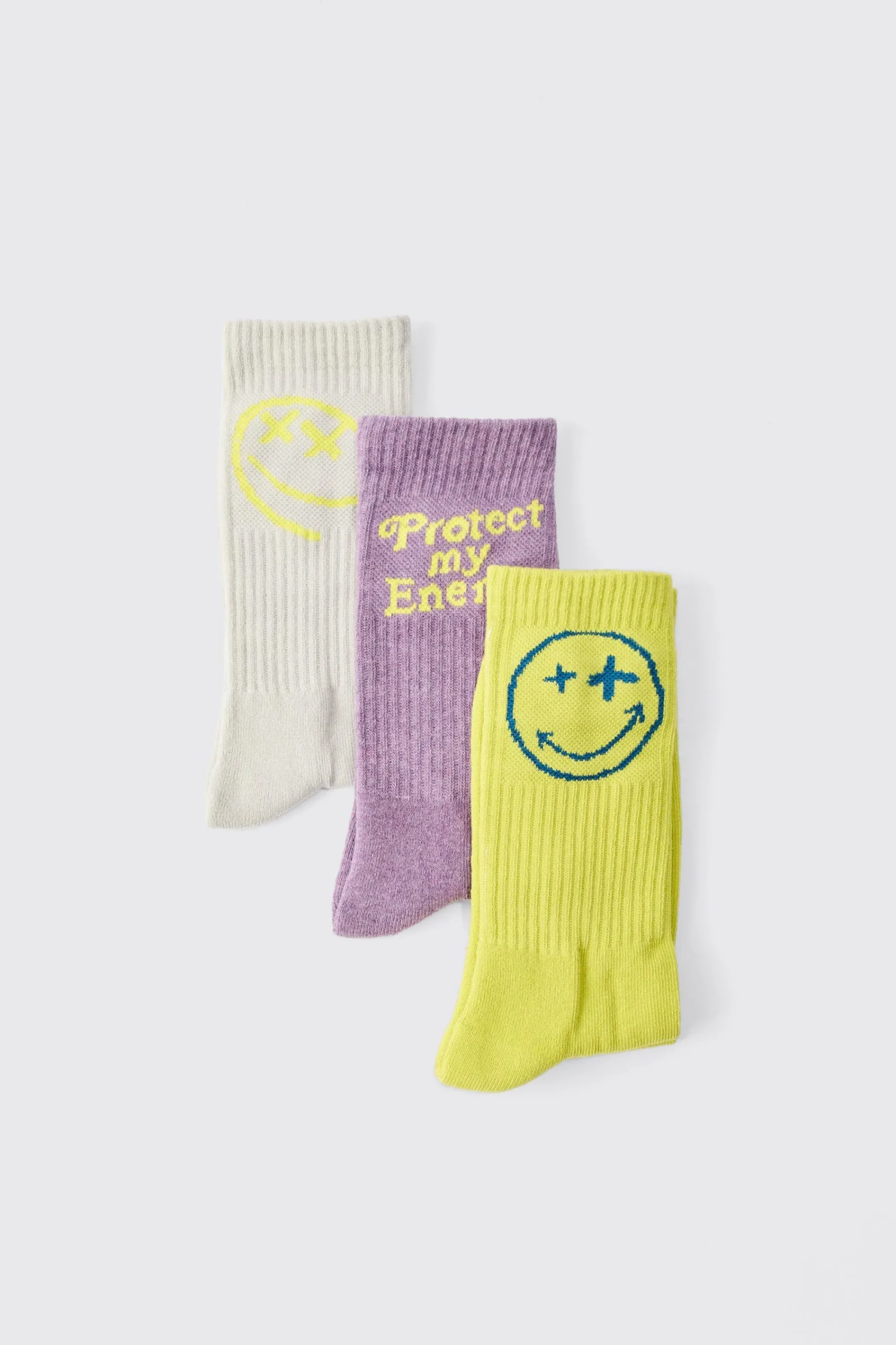 boohooMAN 3 Pack Graphic Socks | UK| Underwear & Socks|Underwear & Socks