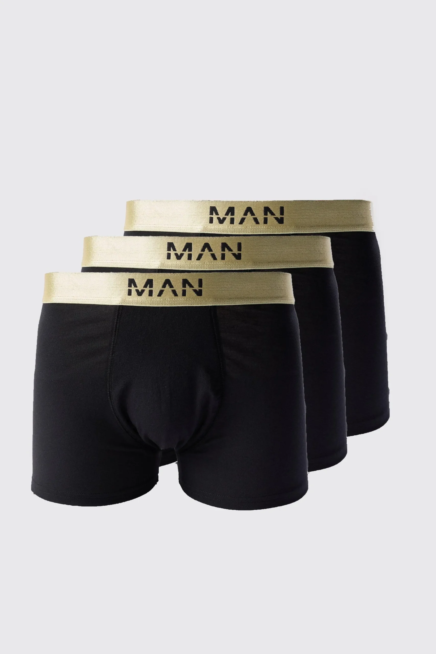 boohooMAN 3 Pack Man Dash Gold Waistband Boxers In | UK| Underwear & Socks|Underwear & Socks