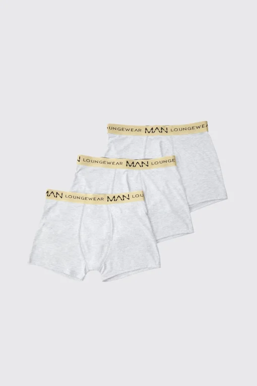 boohooMAN 3 Pack Man Lounge Gold Waistband Boxers | UK| Underwear & Socks|Underwear & Socks