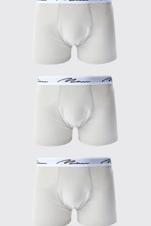 boohooMAN 3 Pack Man Script Trunk | UK| Underwear & Socks|Underwear & Socks