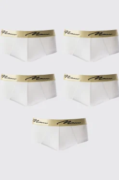 boohooMAN 5 Pack Man Signature Gold Waistband Briefs In | UK| Underwear & Socks|Underwear & Socks