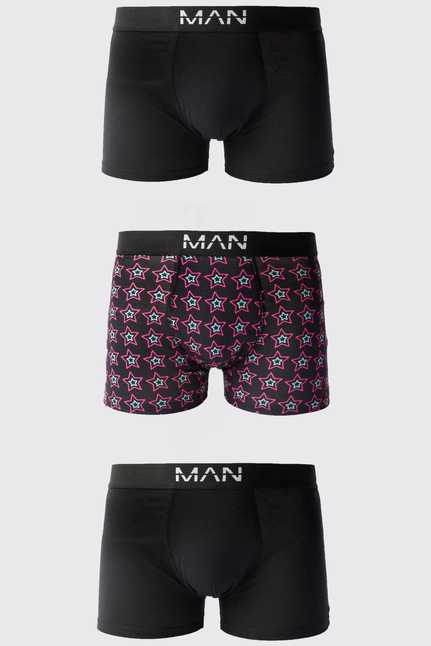 boohooMAN 3 Pack Man Star Printed Boxers | UK| Underwear & Socks|Underwear & Socks