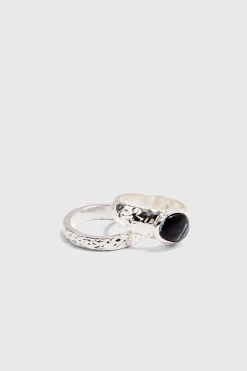 boohooMAN 2 Pack Marble Stone Rings In | UK| Jewellery & Watches