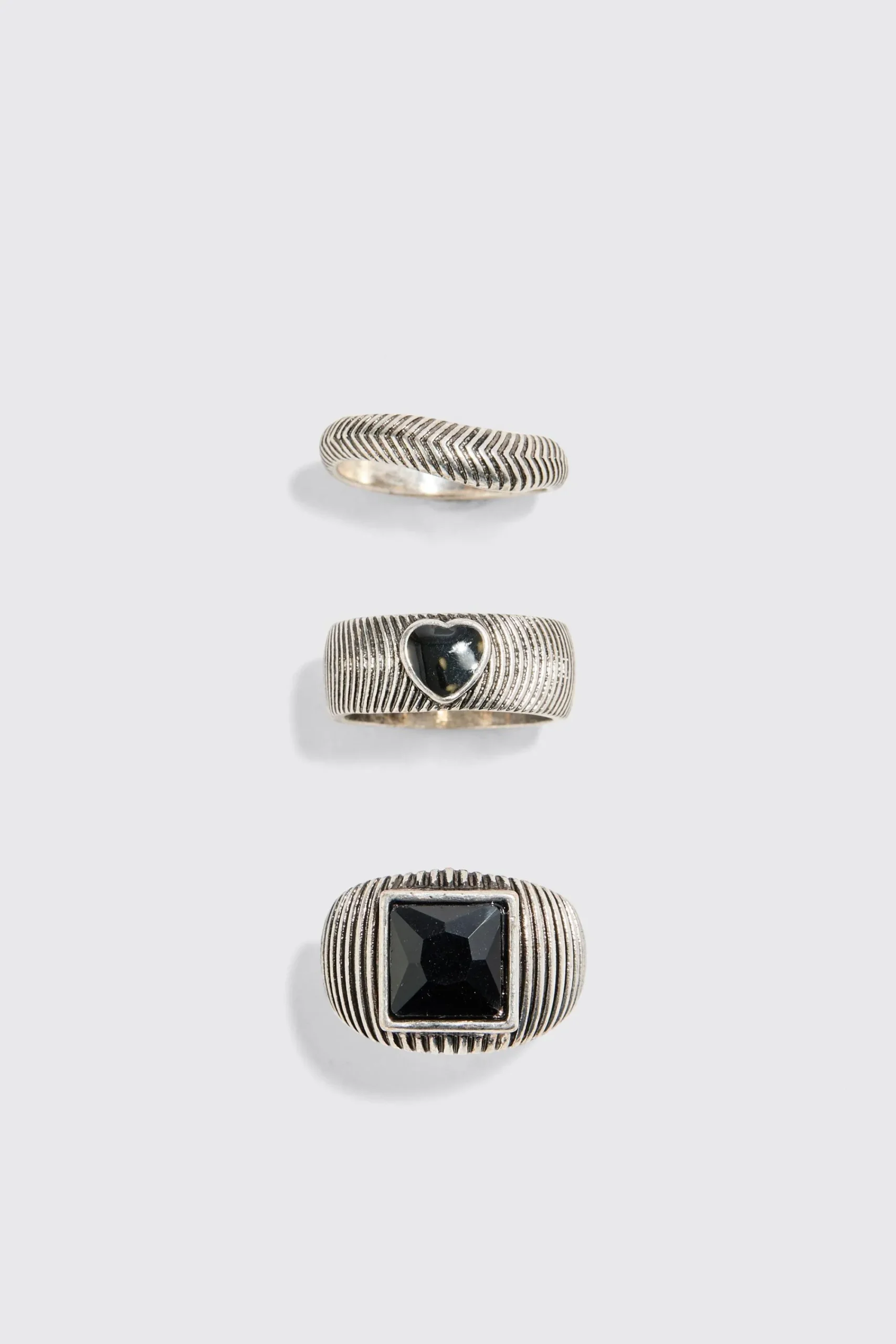 boohooMAN 3 Pack Mixed Bead Rings | UK| Jewellery & Watches