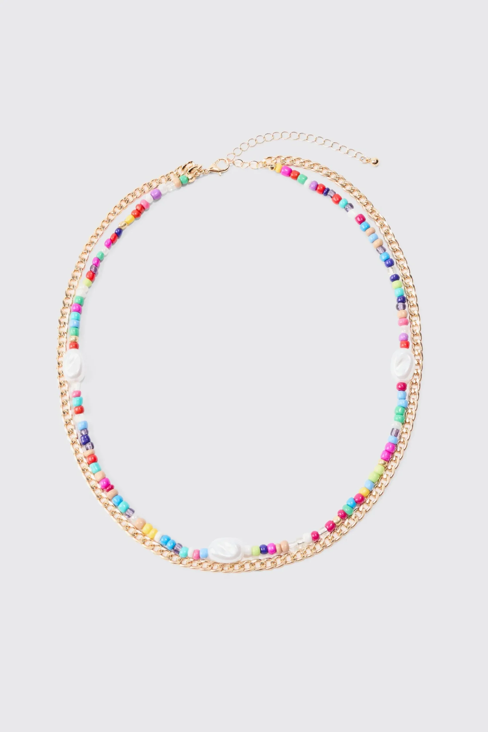 boohooMAN 2 Pack Multi Beaded Pearl Necklaces In | UK| Jewellery & Watches