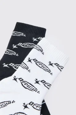 boohooMAN 2 Pack Official Logo Print Socks | UK| Underwear & Socks|Underwear & Socks