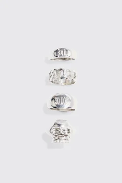 boohooMAN 4 Pack Rings In | UK| Jewellery & Watches