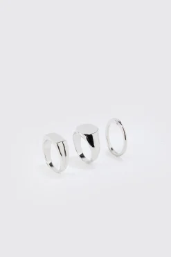 boohooMAN 3 Pack Signet Rings | UK| Jewellery & Watches