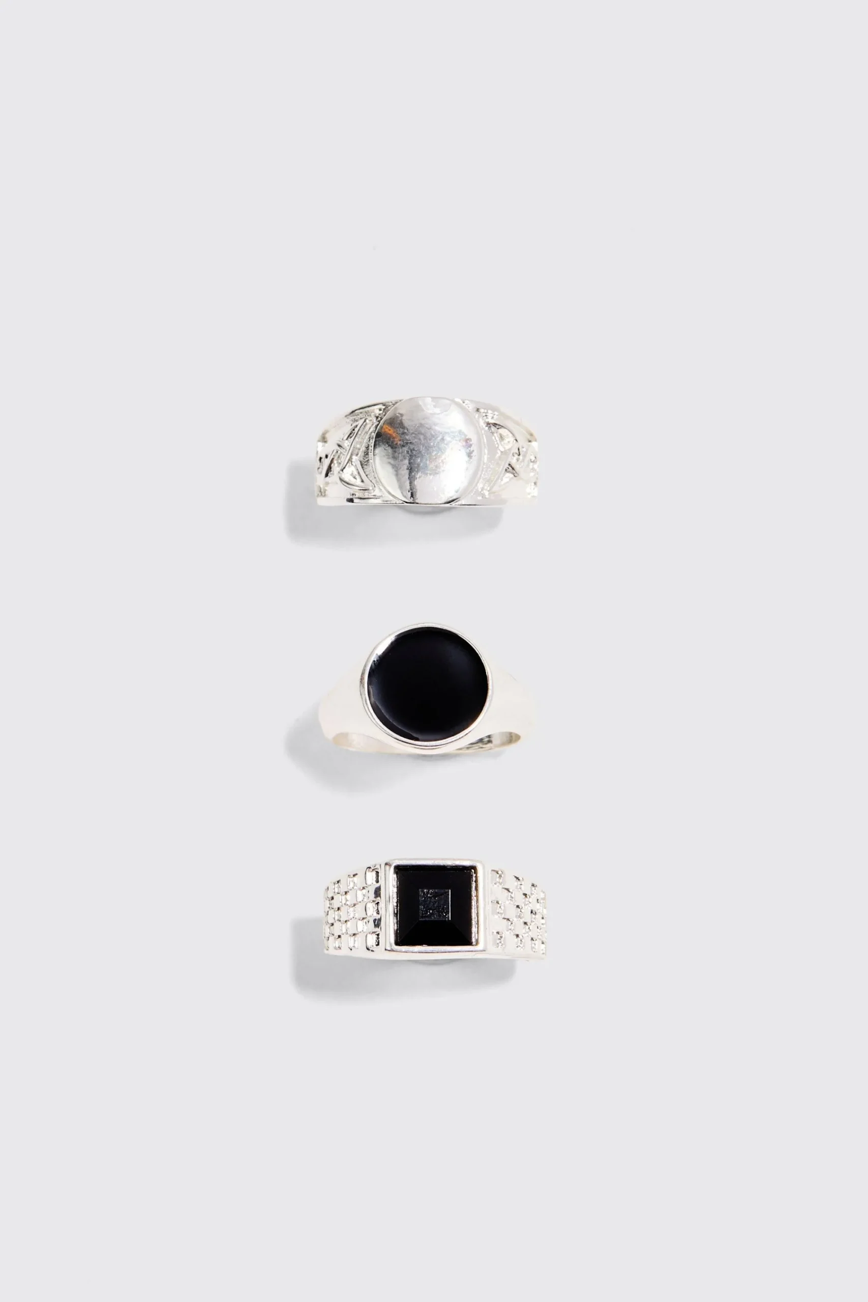 boohooMAN 3 Pack Signet Rings In | UK| Jewellery & Watches