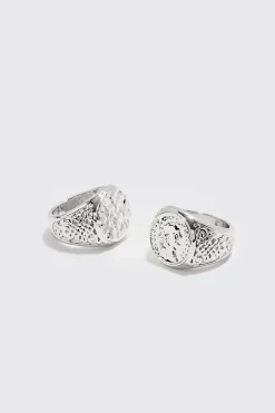 boohooMAN 2 Pack Signet Rings In | UK| Jewellery & Watches