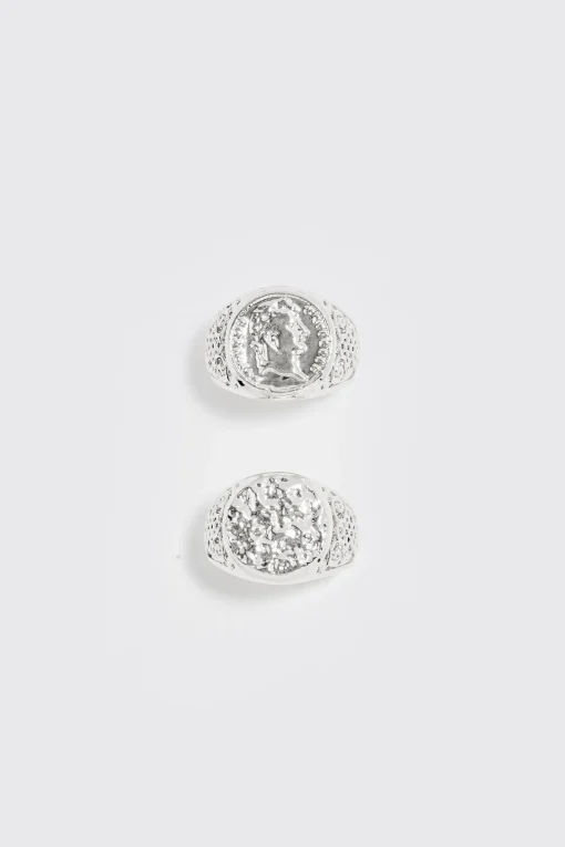 boohooMAN 2 Pack Signet Rings In | UK| Jewellery & Watches