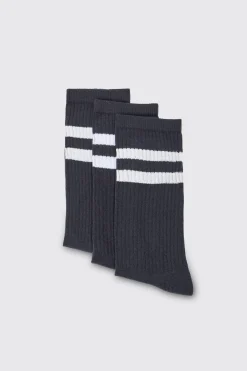 boohooMAN 3 Pack Sport Stripe Socks | UK| Underwear & Socks|Underwear & Socks