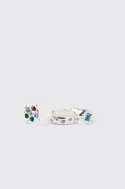 boohooMAN 3 Pack Stone Rings | UK| Jewellery & Watches