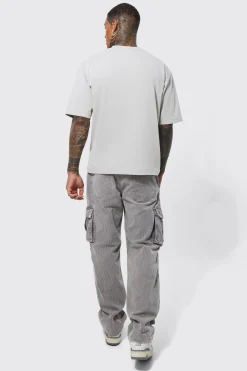 boohooMAN Acid Wash Relaxed Cord Cargo Trousers | UK| Trousers|Cargos