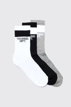 boohooMAN Active Training Dept Cushioned Crew 3 Pack Socks | UK| Underwear & Socks|Underwear & Socks