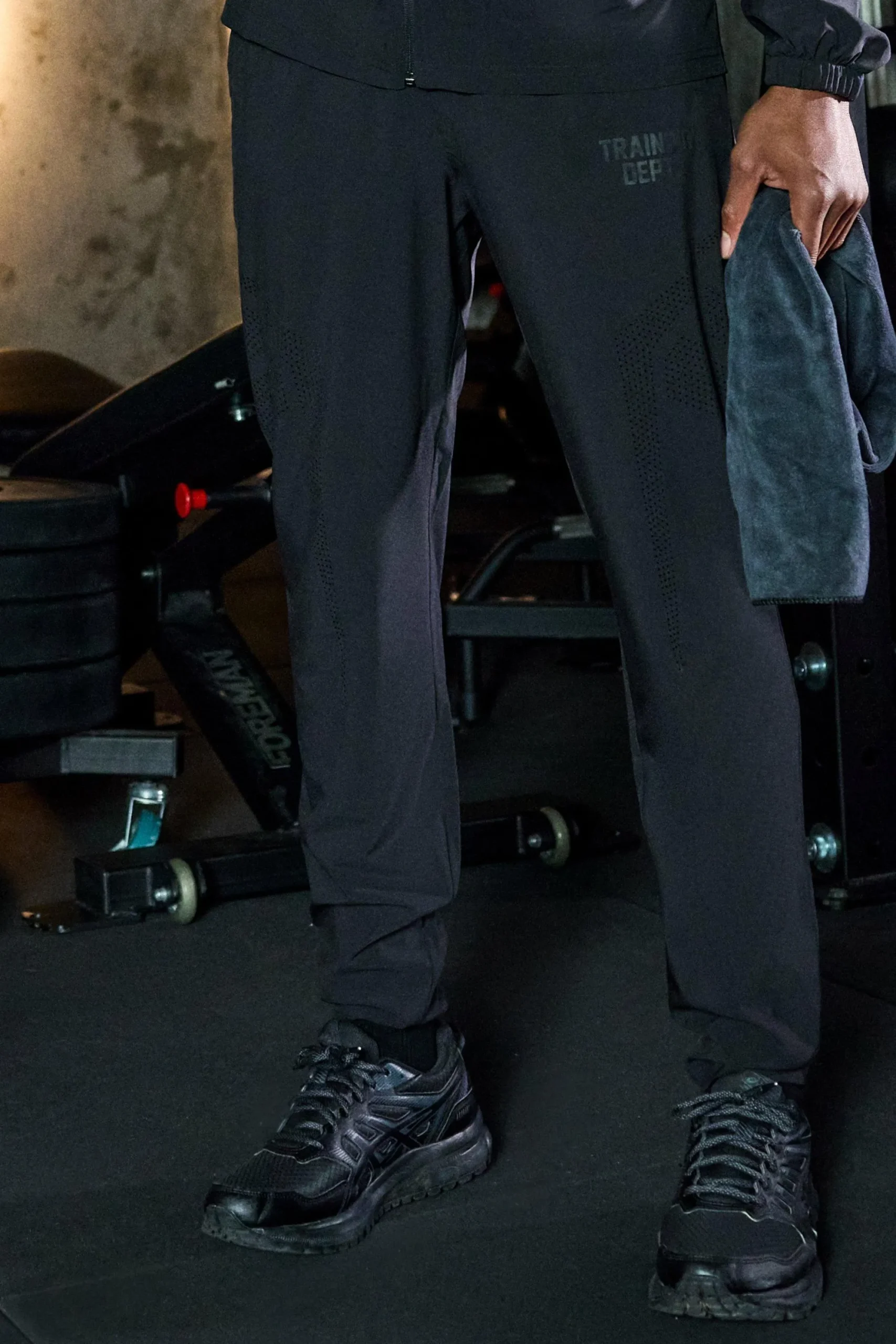 boohooMAN Active Training Dept Slim Woven Perforated Jogger | UK| Joggers