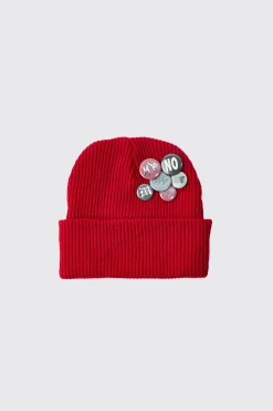 boohooMAN Badge And Pin Detail Beanie In | UK| Hats & Caps