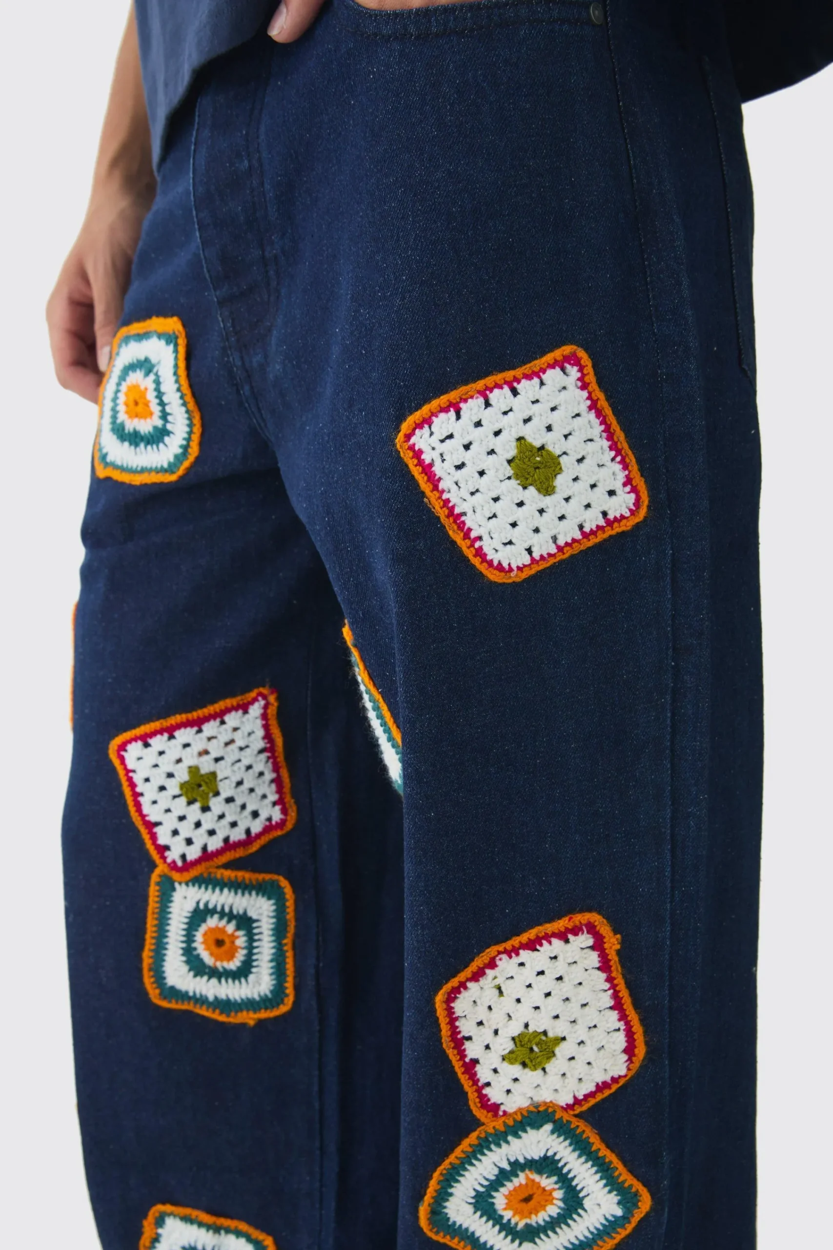 boohooMAN Baggy Fit Crochet Denim Jeans | UK| Trousers|Jeans