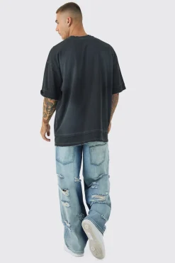 boohooMAN Baggy Fit Double Boxer Waistband All Over Ripped Jeans | UK| Jeans