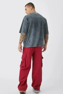 boohooMAN Baggy Fit Elasticated Waist Extended Drawcord Cargo Trousers | UK| Trousers|Cargos