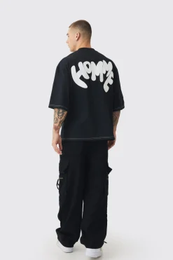 boohooMAN Baggy Fit Elasticated Waist Extended Drawcord Cargo Trousers | UK| Trousers|Cargos