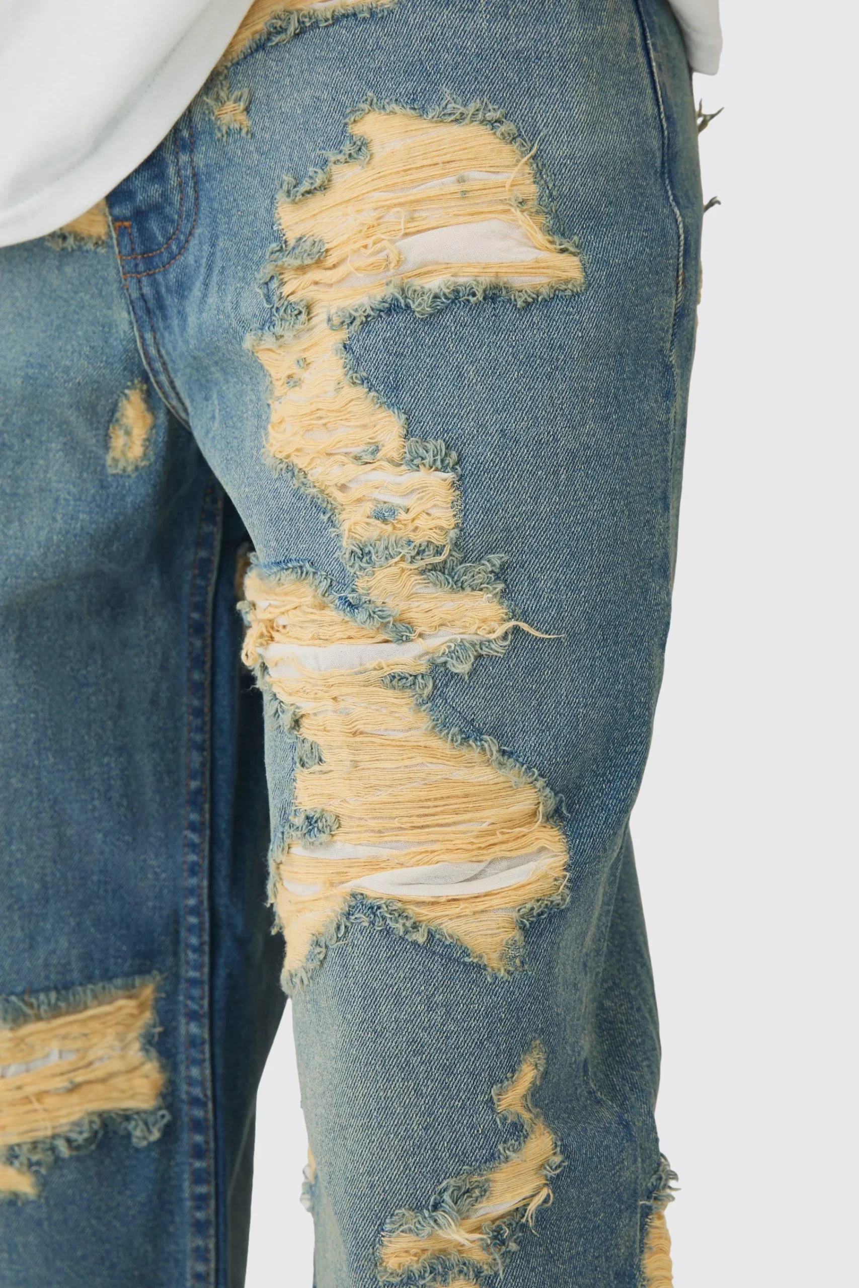 boohooMAN Baggy Fit Rigid All Over Ripped Jeans | UK| Trousers|Jeans