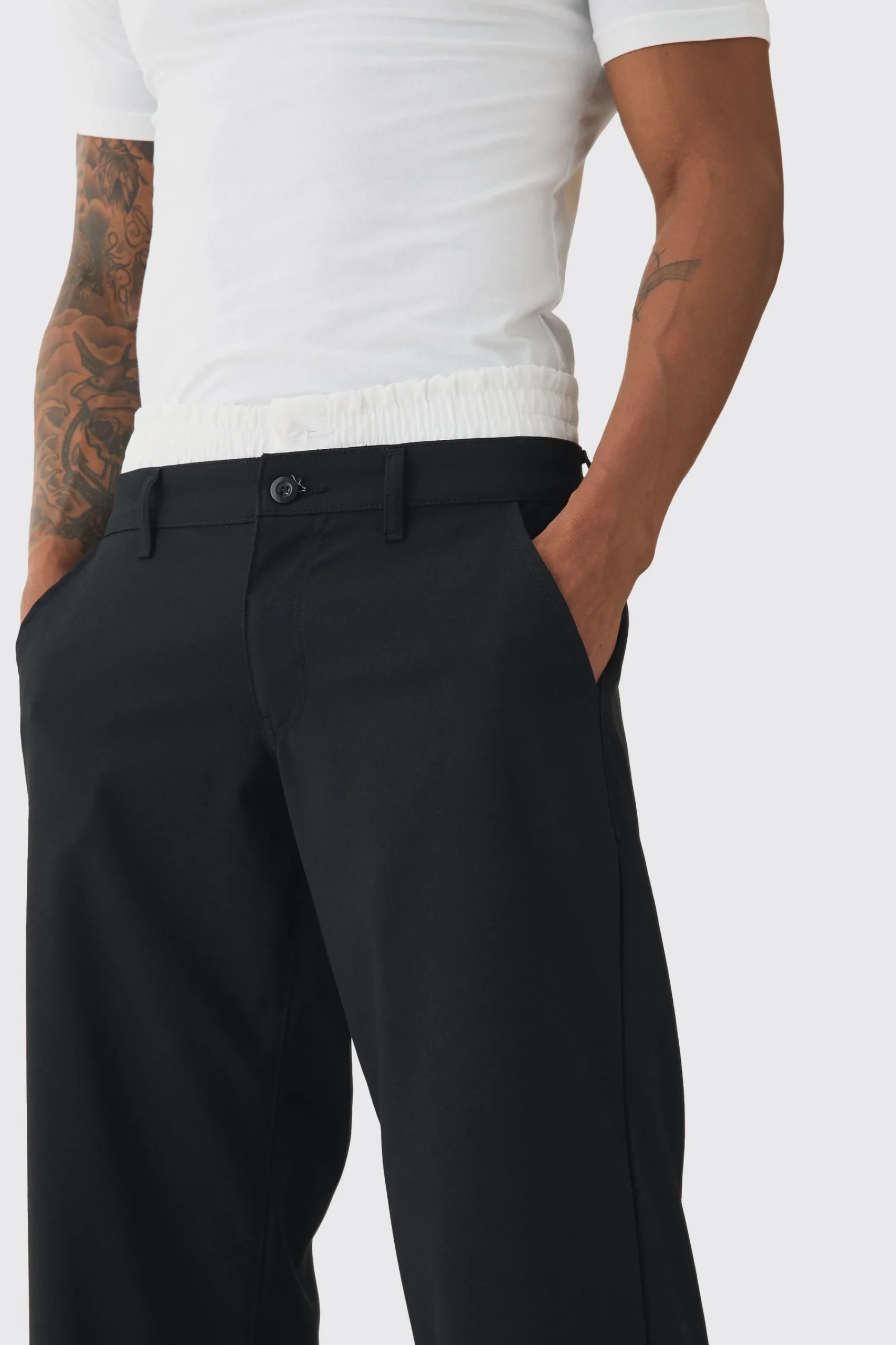 boohooMAN Baggy Fit Trouser With Boxer Double Waistband | UK| Trousers