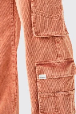 boohooMAN Baggy Multi Pocket Acid Wash Cord Trouser In | UK| Trousers|Cargos