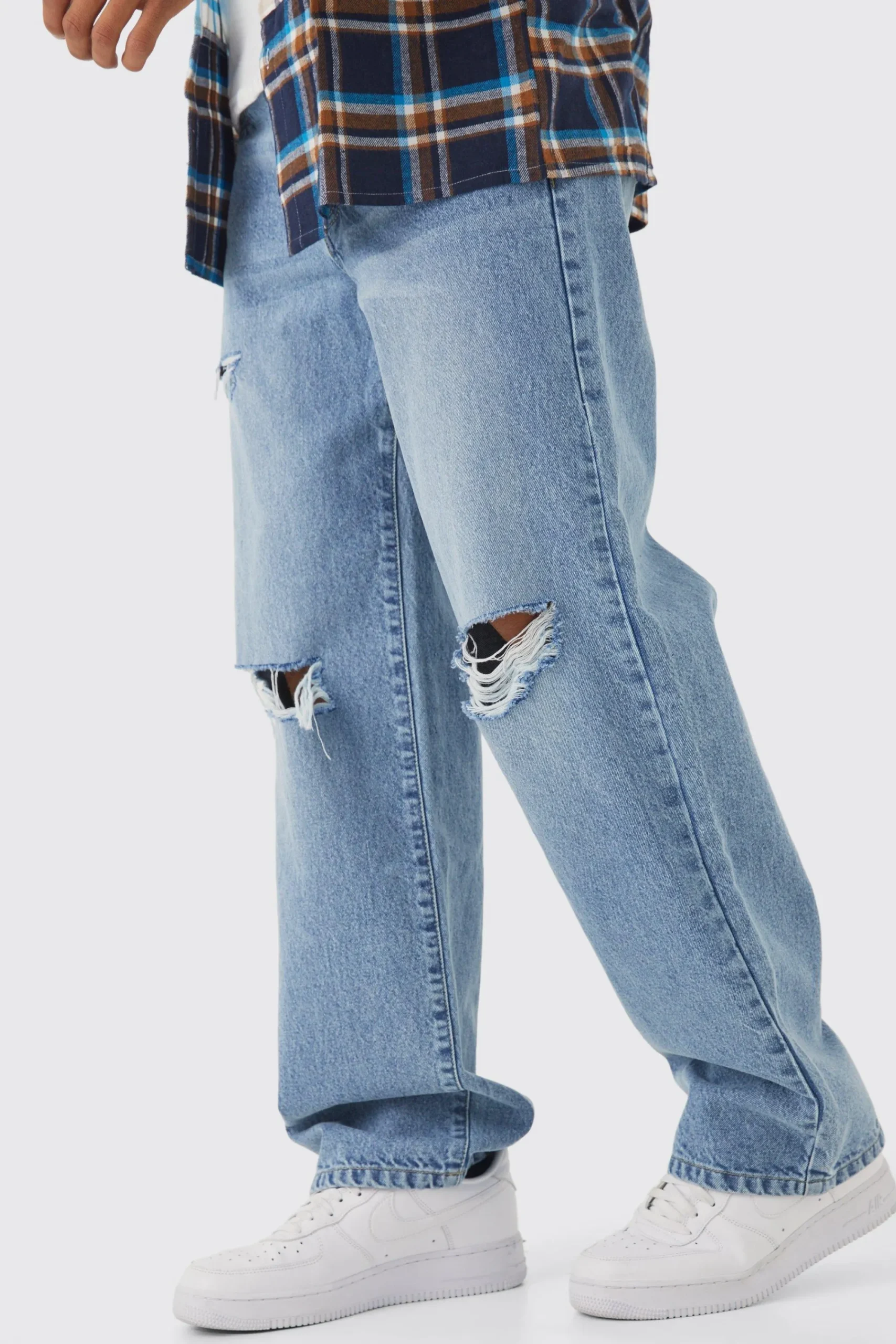 boohooMAN Baggy Rigid Distressed Jeans | UK| Trousers|Jeans