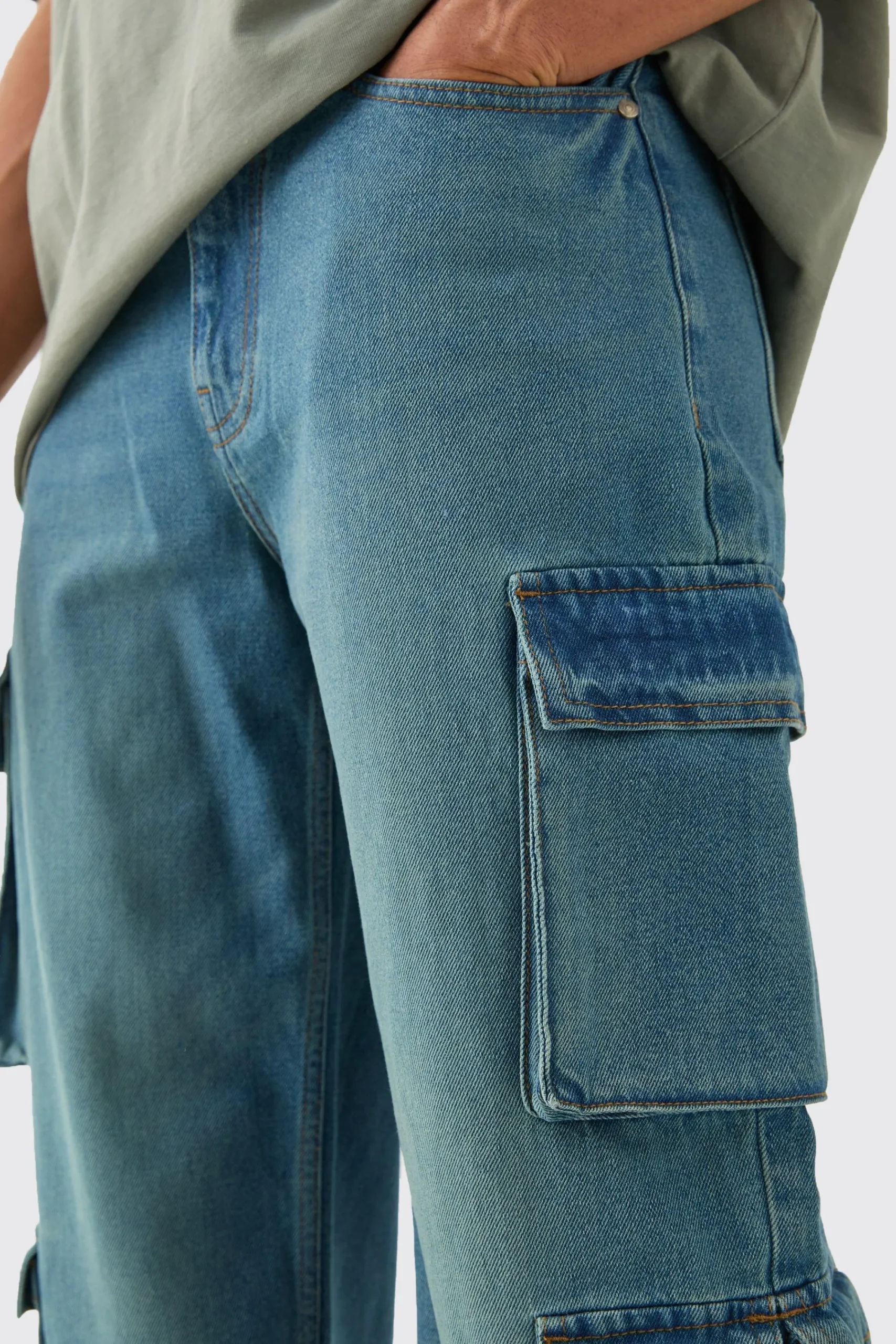 boohooMAN Baggy Rigid Multi Cargo Pocket Jeans In | UK| Trousers|Jeans