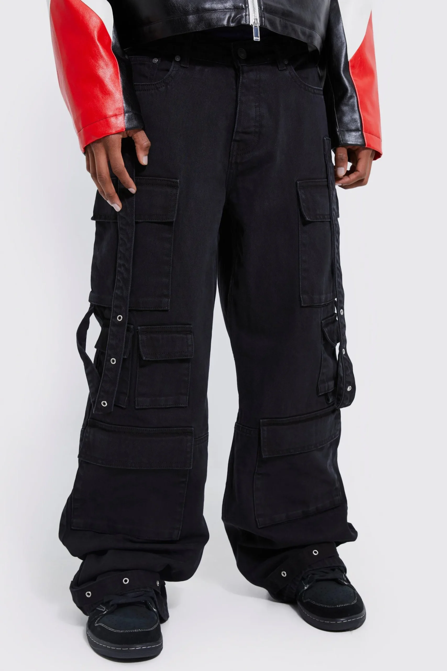 boohooMAN Baggy Rigid Multi Pocket Flare Jeans | UK| Trousers|Jeans