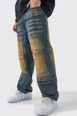boohooMAN Baggy Rigid Overdyed Multi Pocket Cargo Jeans | UK| Trousers|Jeans