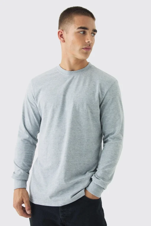 Basic Crew Neck Long Sleeve T-shirt | UK^boohooMAN