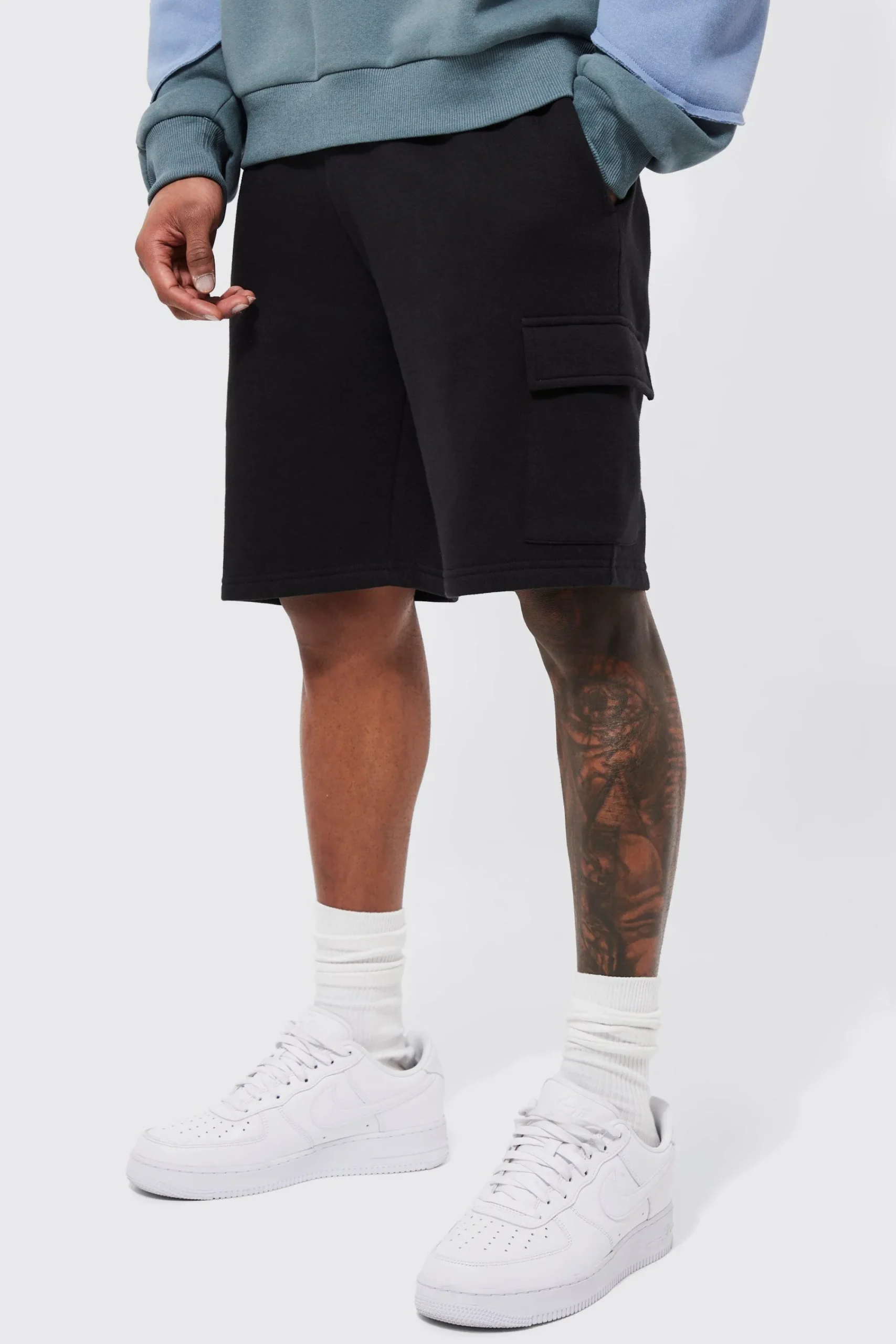 boohooMAN Basic Loose Mid Length Jersey Cargo Short | UK| Shorts