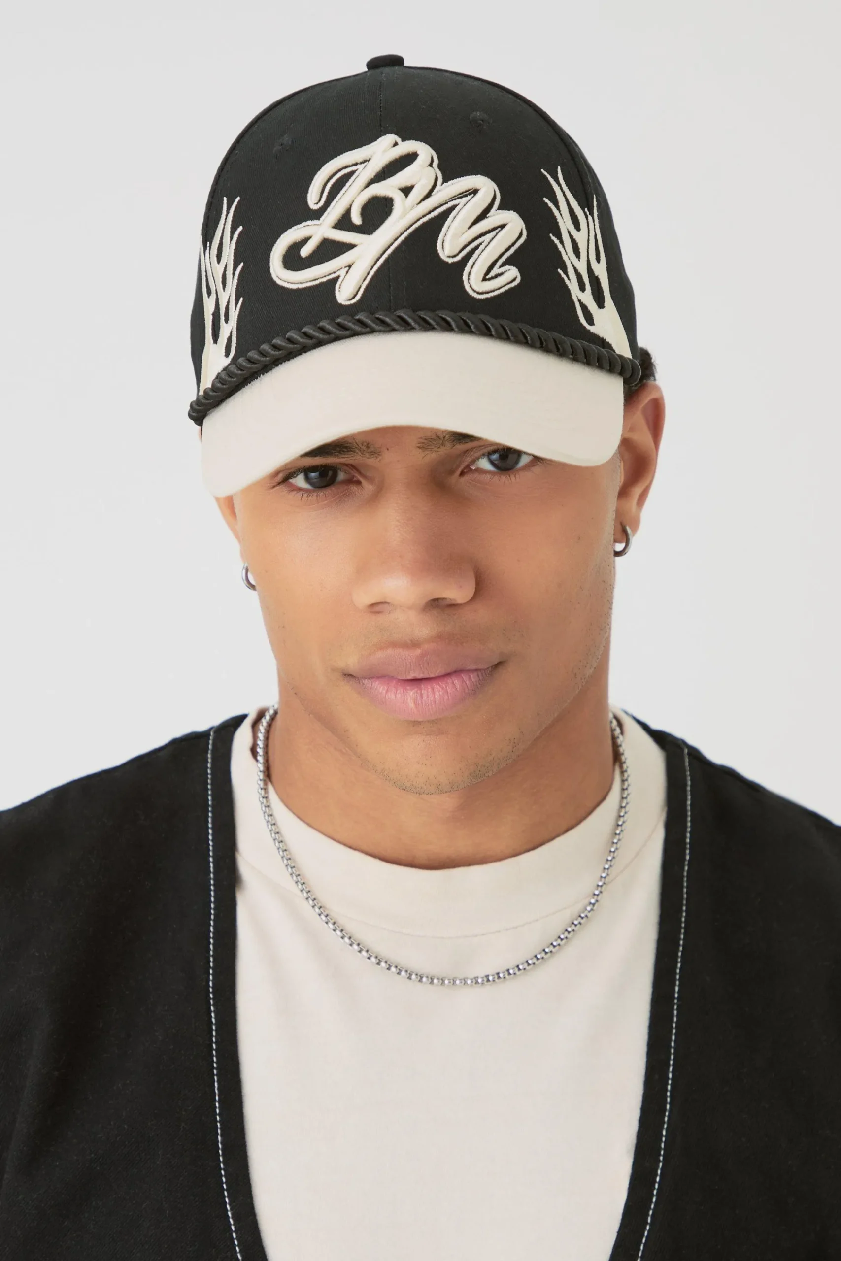 boohooMAN BM Flames Cap In | UK| Hats & Caps