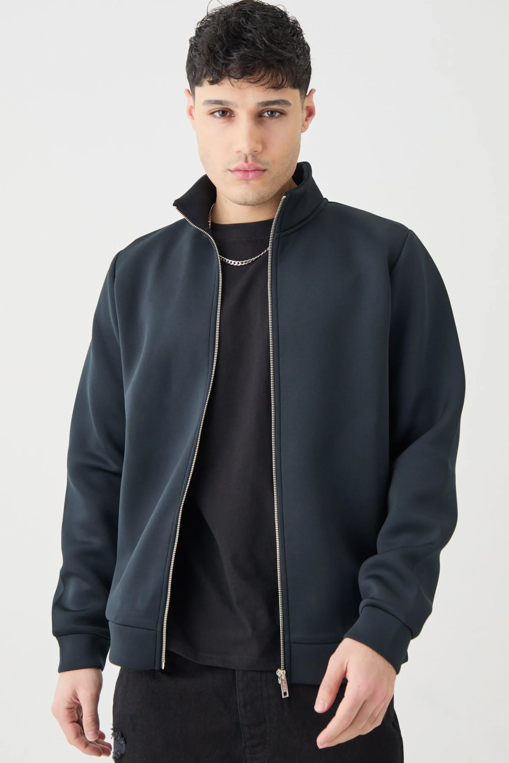 boohooMAN Bonded Scuba Funnel Neck Overshirt | UK| Shirts