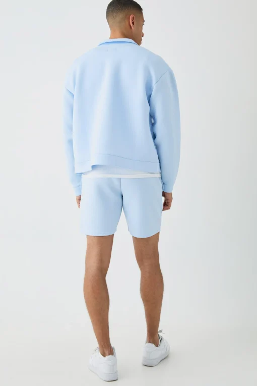 boohooMAN Bonded Scuba Harrington & Short Set | UK| Tracksuits