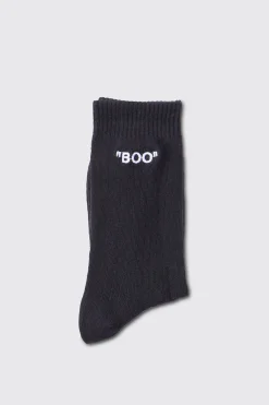boohooMAN Boo Embroidered Socks | UK| Underwear & Socks|Underwear & Socks