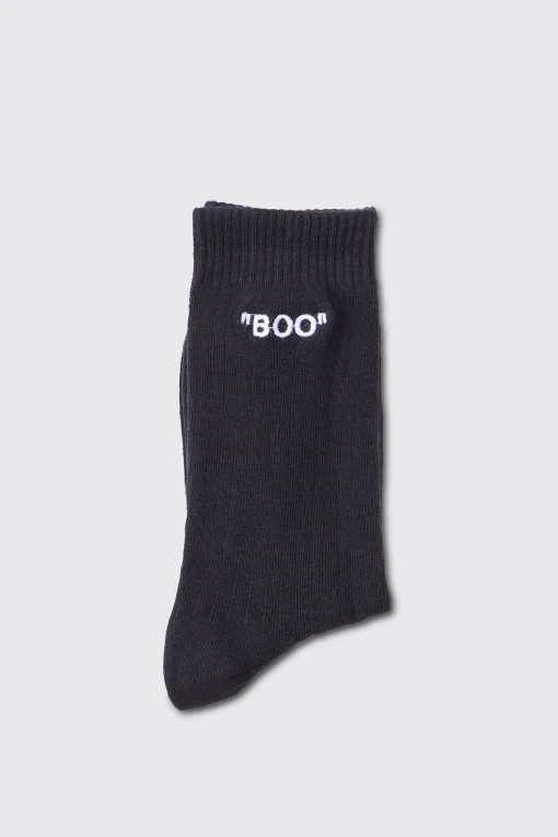 boohooMAN Boo Embroidered Socks | UK| Underwear & Socks|Underwear & Socks