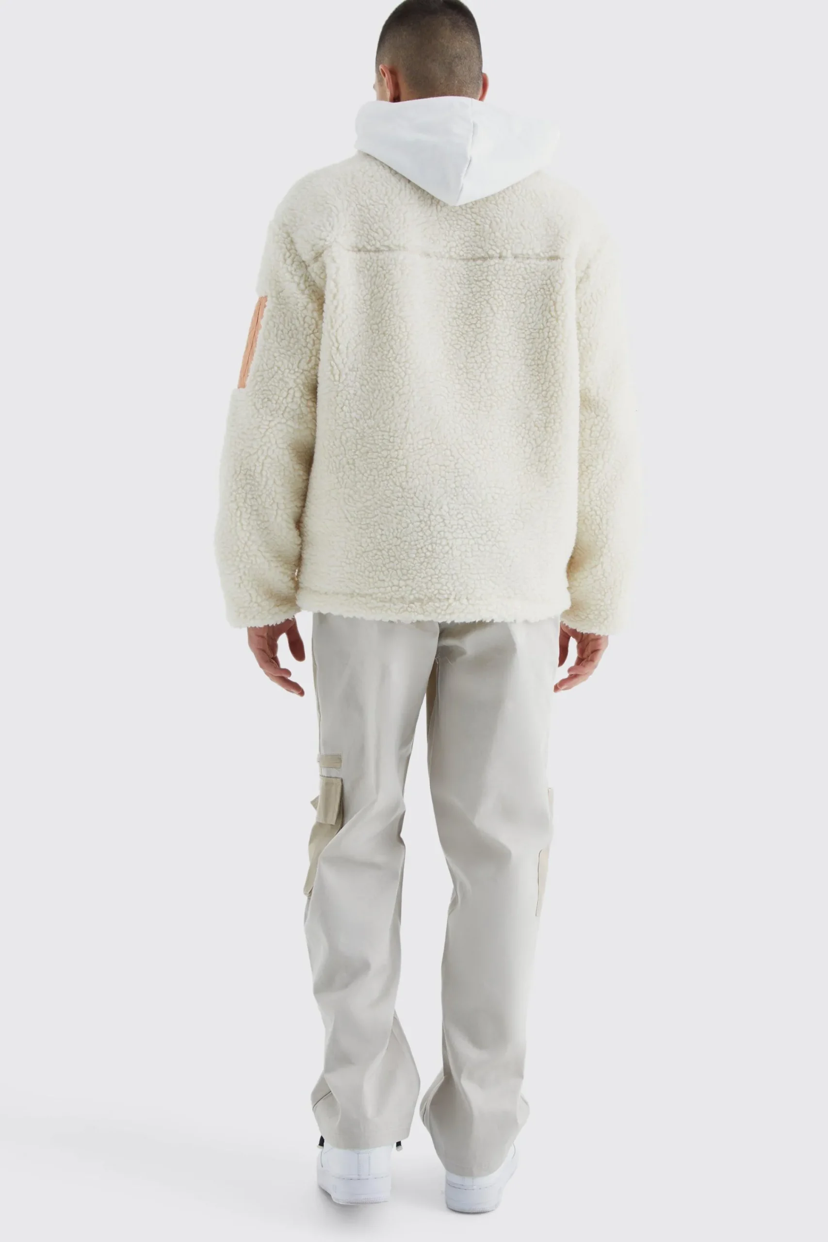 boohooMAN Borg & Nylon Mix Funnel Neck Jacket | UK| Coats & Jackets
