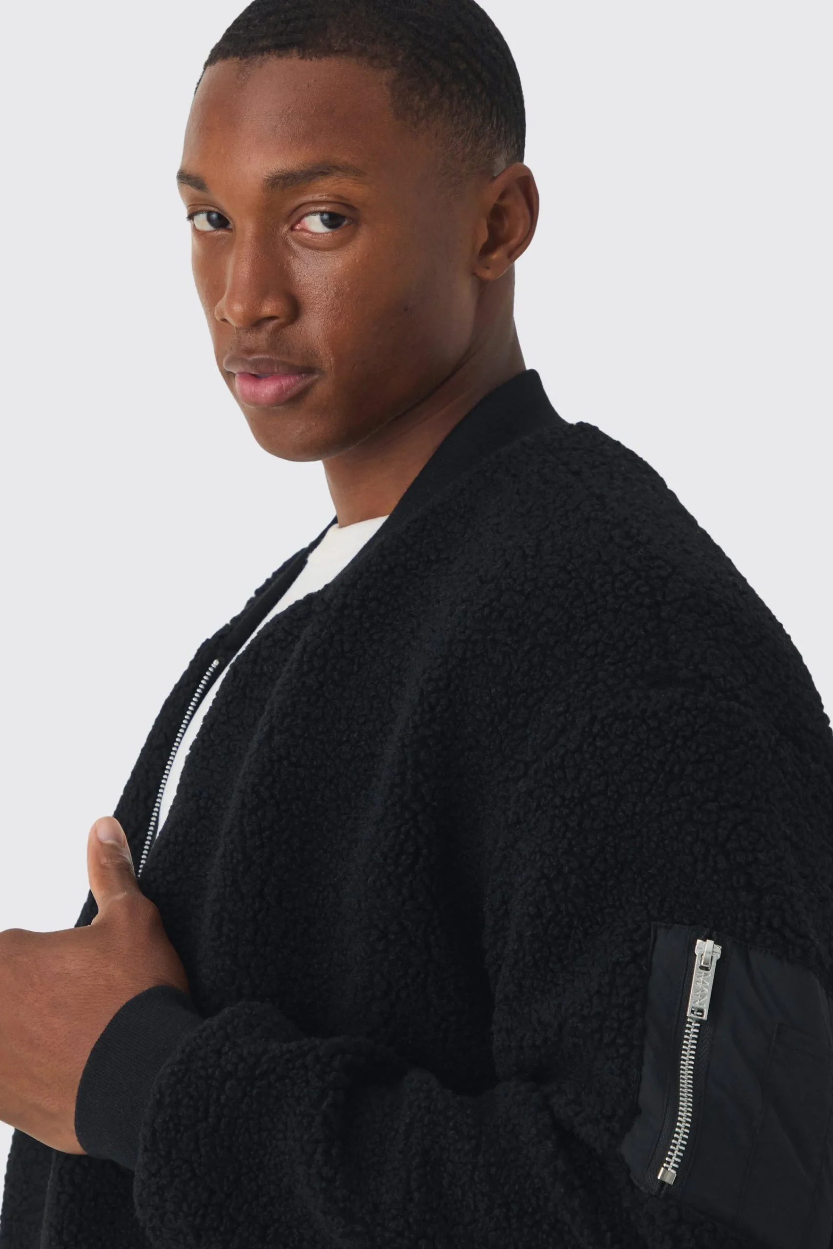 boohooMAN Borg Ma1 Bomber Jacket In | UK| Coats & Jackets