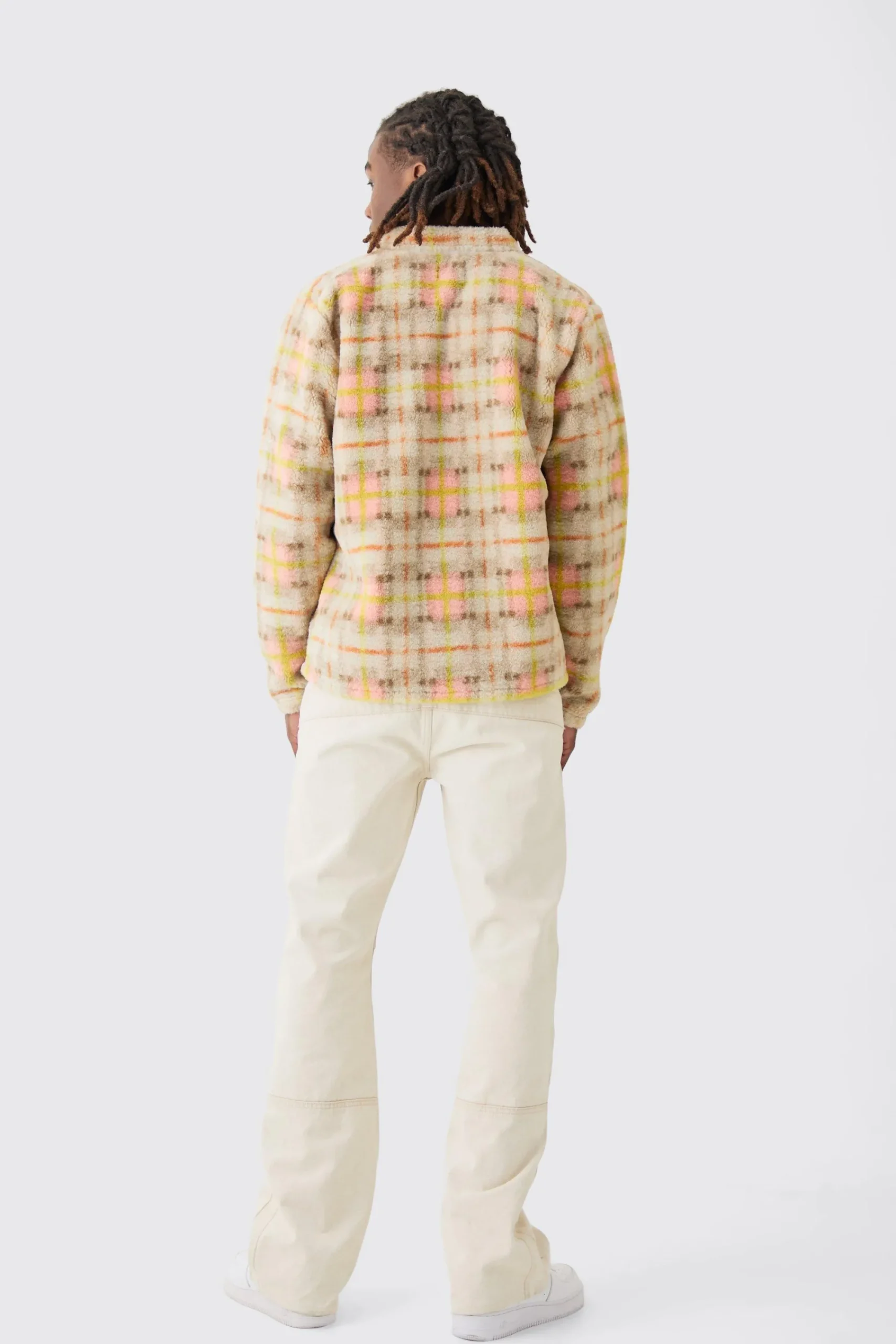 boohooMAN Borg Patch Pocket Pastel Check Overshirt | UK| Shirts